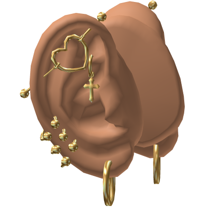 Ears w Gold Piercings Set 4