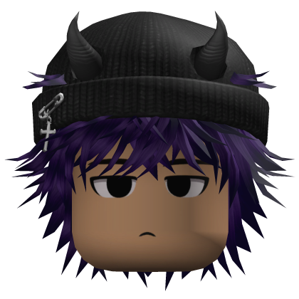 Messy Hair w/ Horned Beanie (Purple)