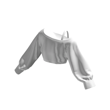 White Off Shoulder Oversized Sweater Cropped Roblox NoFilter
