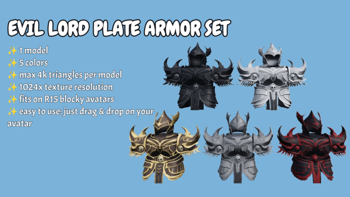 [R15] Evil lord plate armor set preview 1