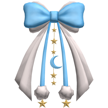 Cute Preppy Bow Moon Charm Ribbon Hair Blue Pastel Roblox item