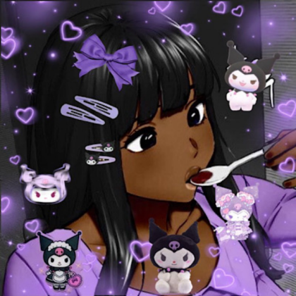 Kawaii | Anime black girl | Purple Roblox decal