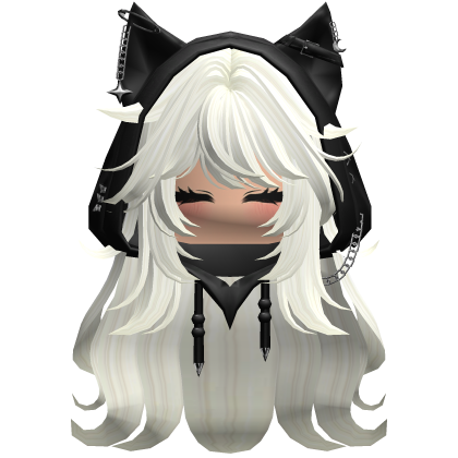 White hair Cute Y2K cat hoodie anime Roblox item