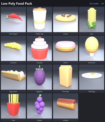 Low Poly Food Pack Fruit Burger Sushi Drink x60 preview 2