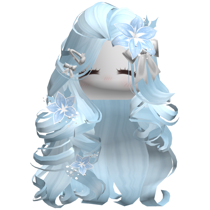 ♡ Christmas Blowout w/ Flowers (Pastel Blue)
