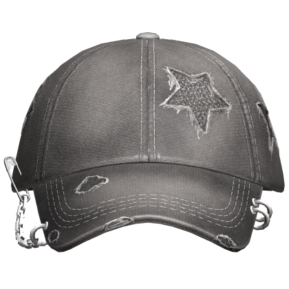 Cap Gray Thrifted Pierced Washed Grunge 2000s Y2K