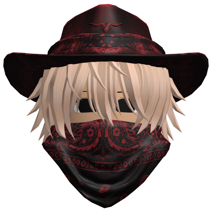 Red Cowboy Hat with Mask + Neck Scarf