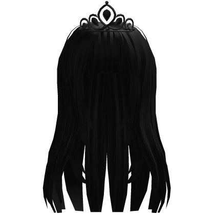 Cute Emo Black Princess Hair W/ Tiara Crown Roblox item