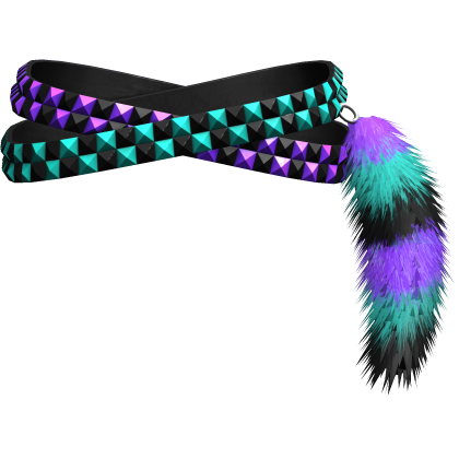 Purple Teal Studded Scene Belt Fur Keychain Right