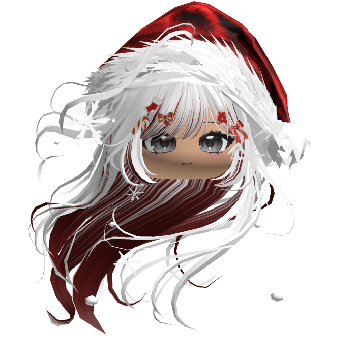 Windy Anime Hair w/Santa Hat (White&Red)