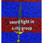 sword fight in a city group