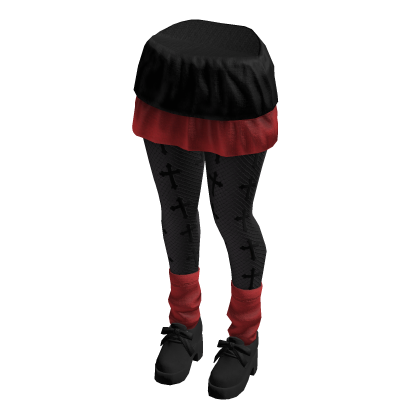  Emo Skirt Gothic Tights (Black Red)