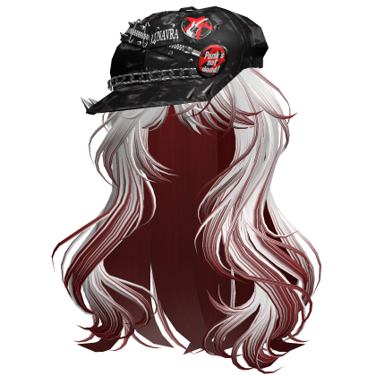 Wavey Stylish Girl Hair w Y2K Cap (White n Red) Roblox item