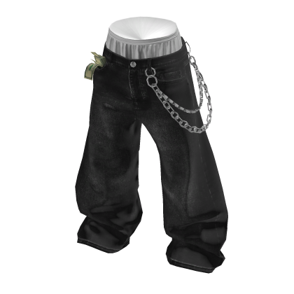 💗MONEY SAGGING JEANS WITH CHAIN_BLACK