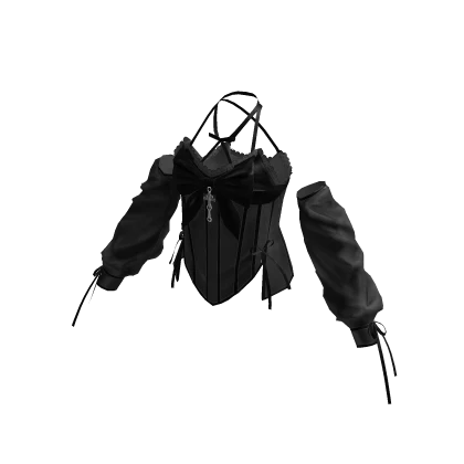 ♡ Y2K Coquette Off-Shoulder Corset Top (Black) | Roblox Item