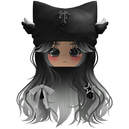 cute fluffy emo Y2K cat hair (white) Roblox item