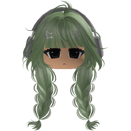Cute emo y2k hair fluffy green 
