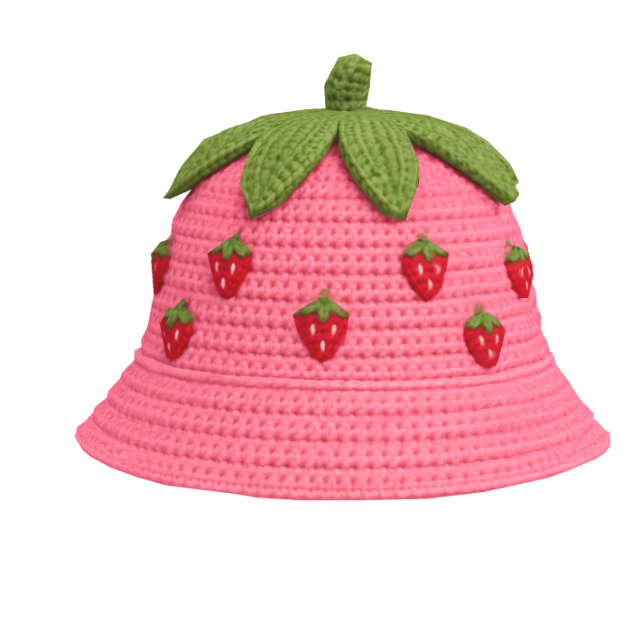 Crocheted Strawberry Bucket Hat