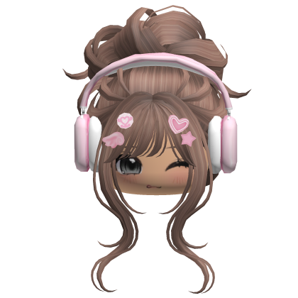 Wispy Cute Milktea Bun W/ Headphones & Face