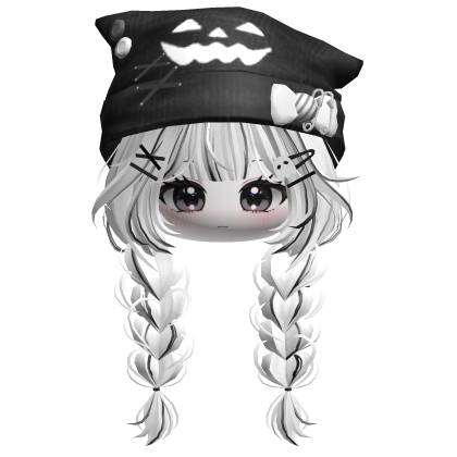 🍀Cute Girl Braided w Halloween Beanie(White)