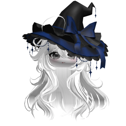 Anime Girl Hair w/Witch Hat (White) Roblox item
