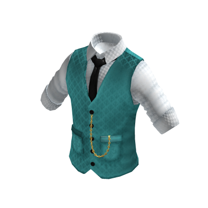 Waistcoat | Rolled up Shirt | White & Cyan
