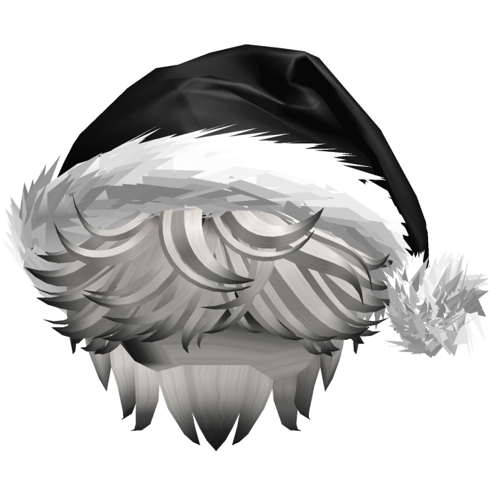 Messy Fluffy Black and White Hair a Santa Hat Y2k