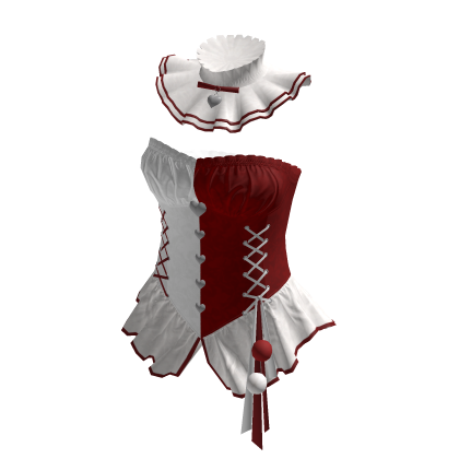 Coquette Heart Lace Up Corset Top (Red N White)