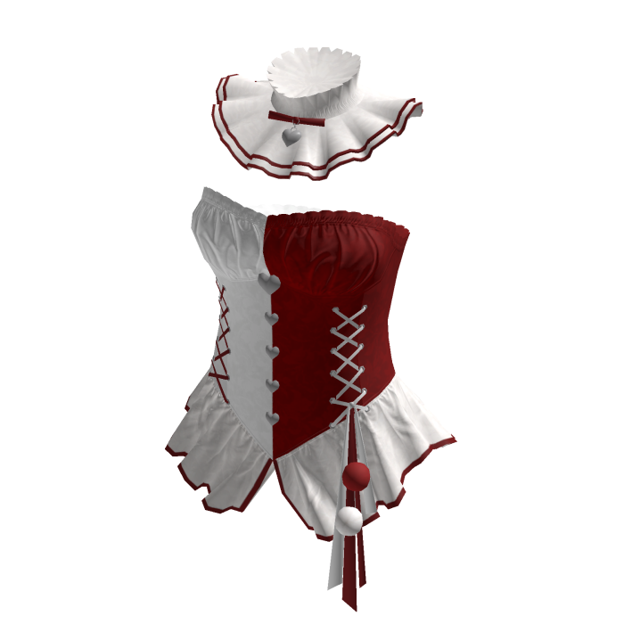 Coquette Heart Lace Up Corset Top (Red N White)