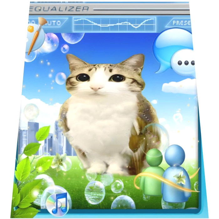 Frutiger Aero Meowl Meme Cape