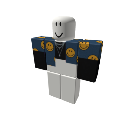 Yellow smiley face blue shirt layered black indie