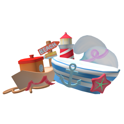 🐟 cute sailor pirate ship in ocean summer hat Roblox item