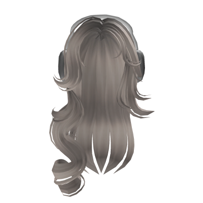 Silver Long Preppy Wavy Hair w/ White Headphones Roblox item