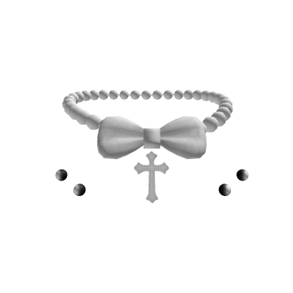 White Gothic Lace Bow Cross Choker w/ Piercing