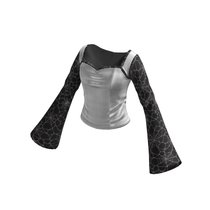 Goth Cropped Sweater w/ Bell Sleeves (Gray)