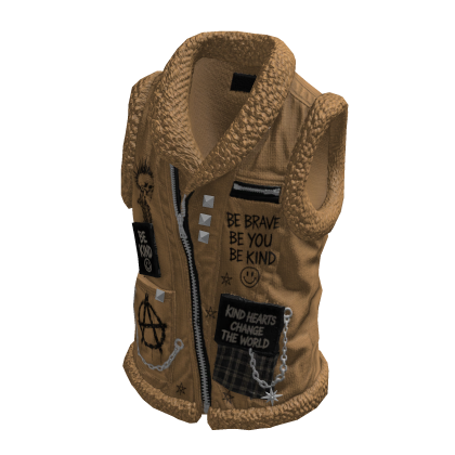 Punk Patchwork Biker Vest ⭐ (Beige)