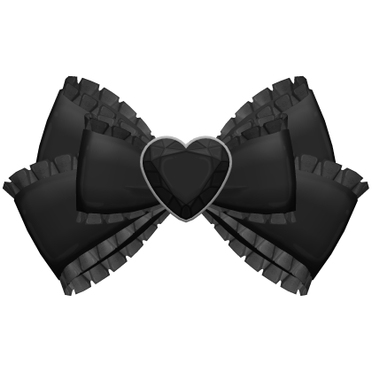 ♡ : kawaii ruffled heart bow hair clip in black Roblox item