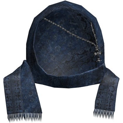 Blue Denim Head Scarf w/ Gothic Cross Chain