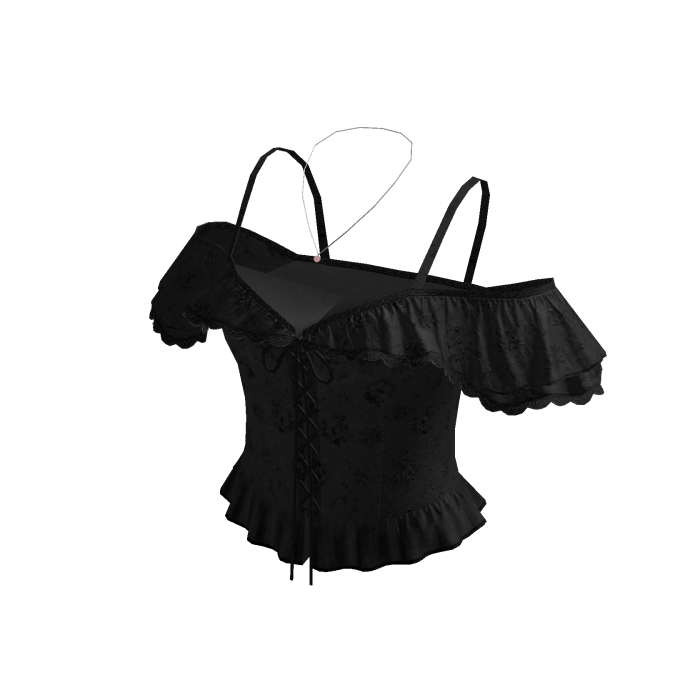Cold Shoulder Top with Ruffle Hem (Black)