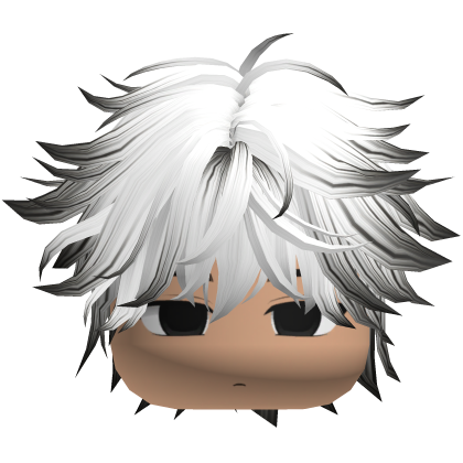 Cute Y2K emo boy messy fluffy black white hair Roblox item
