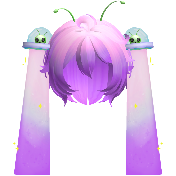 👽 Cute Silly Alien UFO Pigtails Hair Pink Purple