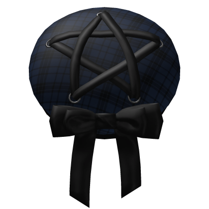 emo gothic pentagram beret in blue plaid