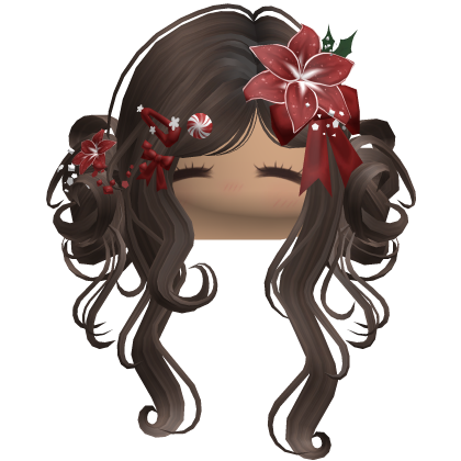 ♡ Christmas Flowery Twin Buns (Brown)
