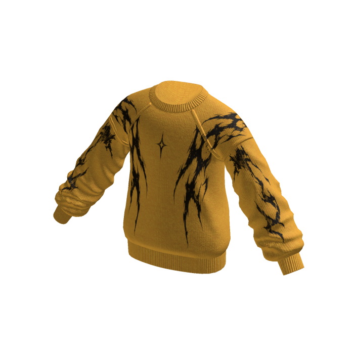 Grunge Scratch Print Sweater (Yellow)