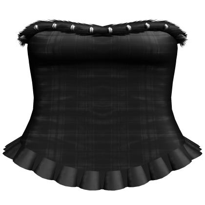 gothic black plaid studded fur dress 3.0 Roblox item