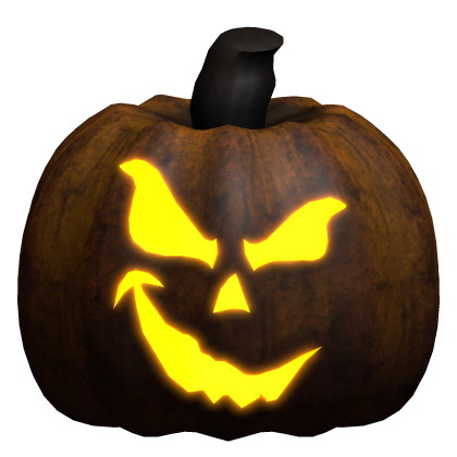 Realistic Glowing Sinister Smirk Pumpkin Head