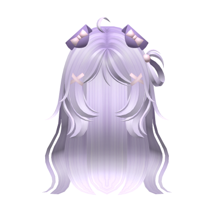 ♡ Cute Moe Hair w Dog/Puppy Ears Purple Roblox item