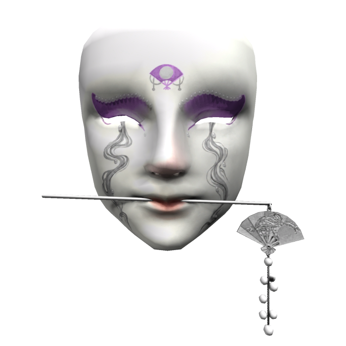 Tears Hanfu Mask - Silver Fan Hairpin [Purple]