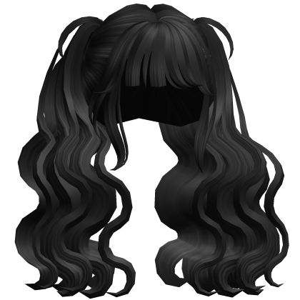 Wavy Curled Long Pigtails (Black) Roblox item