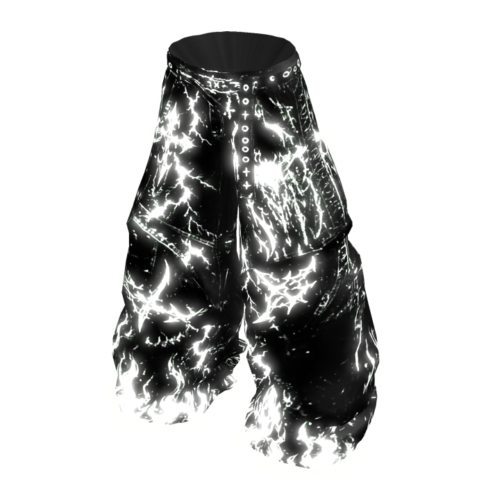 Y2k Glowing White Emissive Baggy Pants 